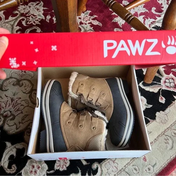 PAWZ Women Ginnie Duck Snow Boots sz 5 Hickory Brown Winter Shearling Leather - Picture 6 of 13